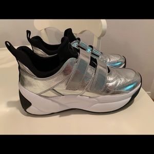 MK Metallic Silver Sneakers